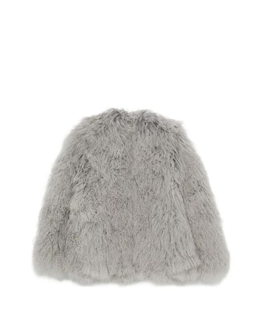 Martha Louis Gray Shearling-Effect Jacket