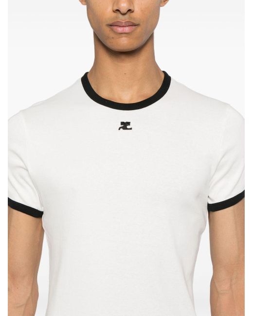 Courreges Contrast Katoenen T-shirt in het White voor heren