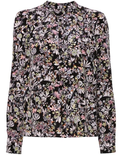 Zadig & Voltaire Black Tchin Kaya Floral-Print Blouse