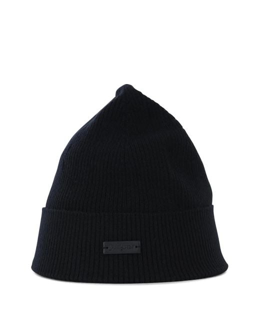 Saint Laurent Black Ribbed Wool Beanie