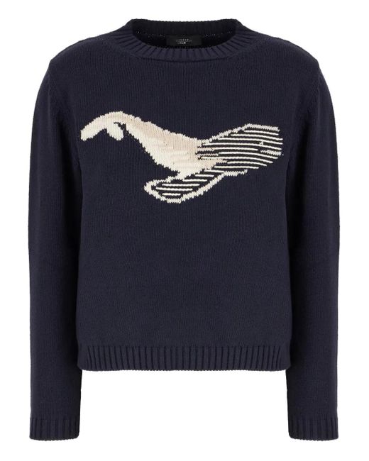 Weekend by Maxmara Blue Nespola Pullover mit Wal-Stickerei