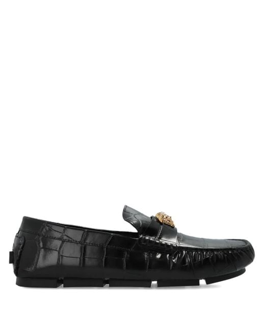 Versace Black Medusa Leather Driver Shoes for men