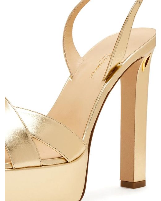 JENNIFER CHAMANDI Metallic Leonardo 130 Criss Cross Heeled Sandals