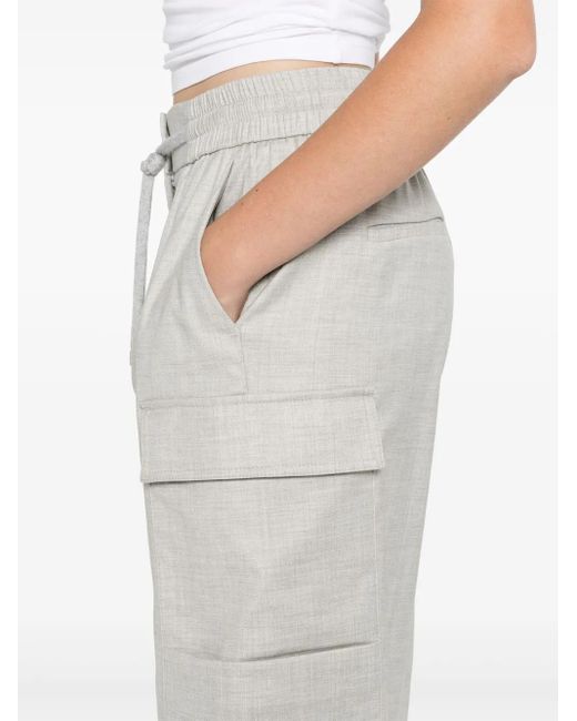 Peserico Gray Pleated Tapered Cargo Trousers