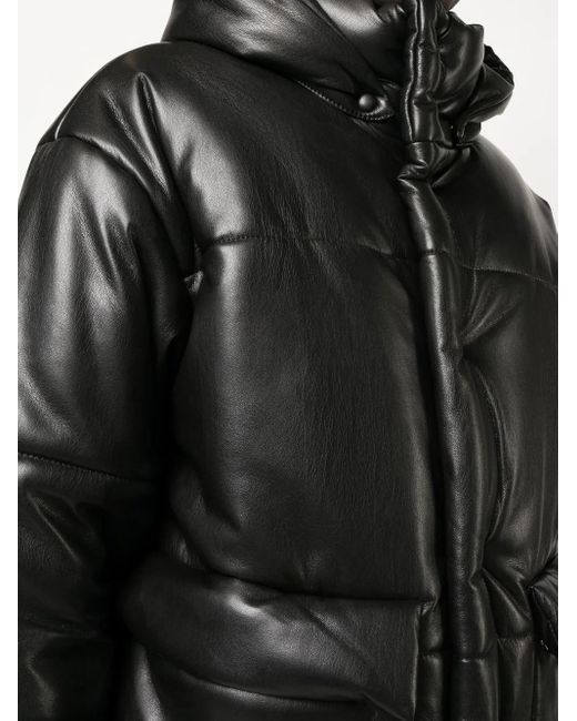 Nanushka Black Hide Faux-Leather Puffer Jacket for men