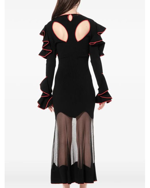 McQueen Black Ruffled Cut-Out Dress