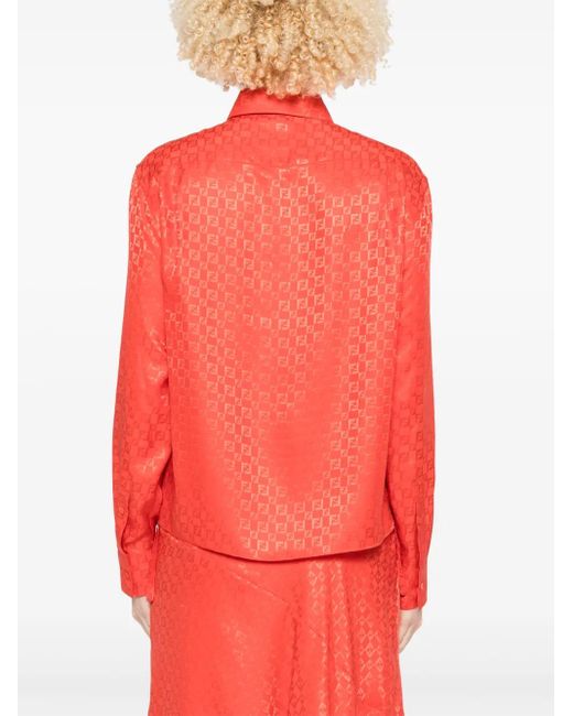Fendi Blouse Met Ff-Jacquard in het Red