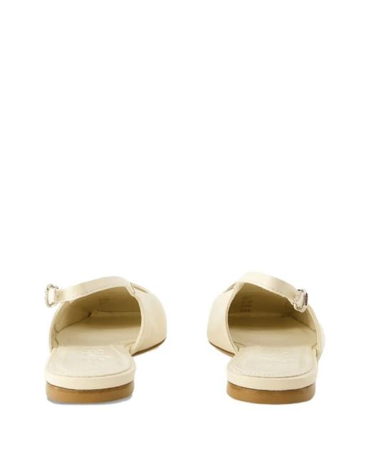 Aeyde Natural Liya Slingback Leather Flat Pumps