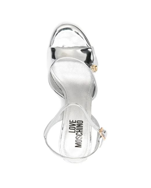 Love Moschino White Heart-Detail Heeled Sandals
