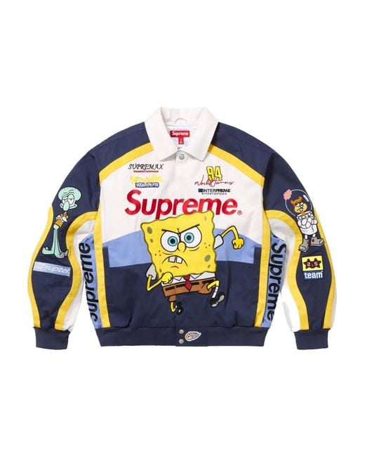 Supreme Blue X Spongebob Squarepants Jeff Hamilton Racing Jacket for men
