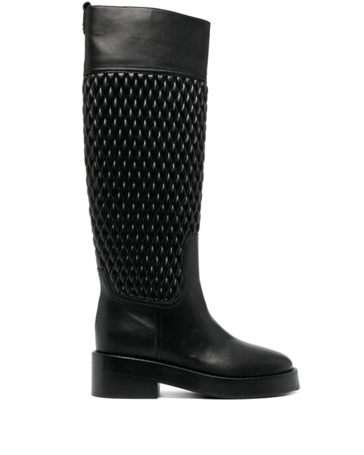 Casadei Dome Quilted Riding Boots in Black | Lyst