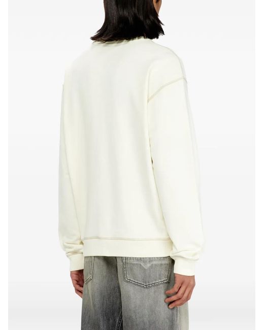 DIESEL White Sweatshirt With Embroidery And Print for men