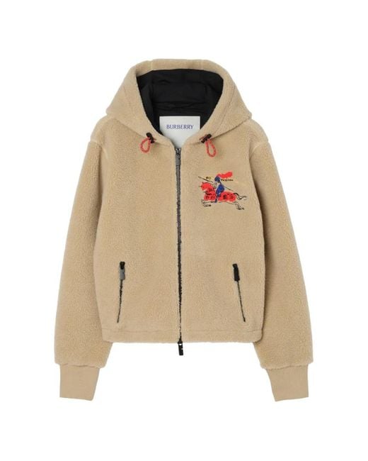 Burberry Natural Cropped Knight Wool Cashmere Blend Fleece
