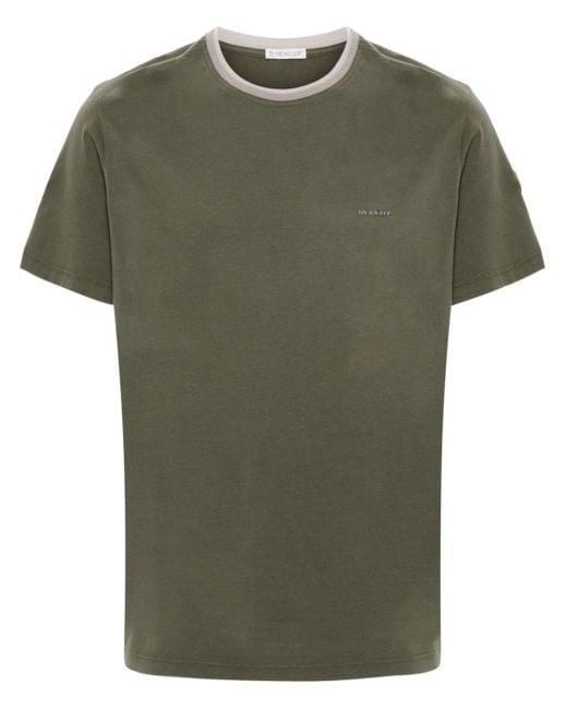 Moncler Green Embossed-logo Cotton T-shirt for men