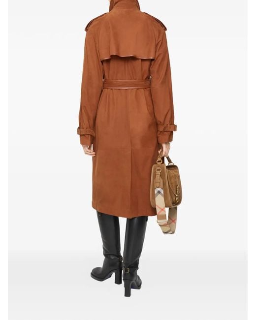 Burberry Brown Long Nubuck Castleford Trench Coat