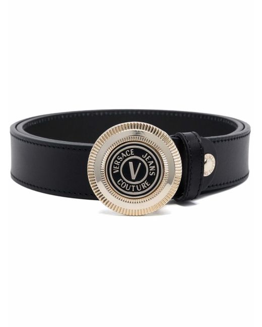 Versace Jeans Couture Logo Buckle Belt in Black for Men | Lyst