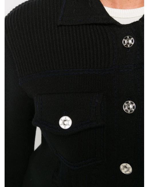 Barrie Black Contrast-Stitch Knitted Jacket