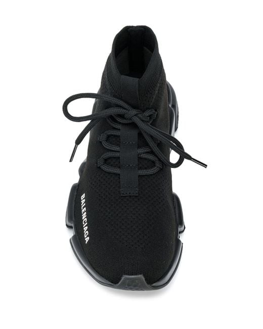 Balenciaga Black Speed Lace Up Sneakers