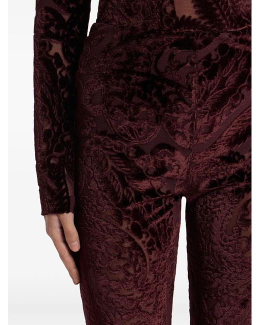 Etro Purple Flared Trousers With Jacquard Effect