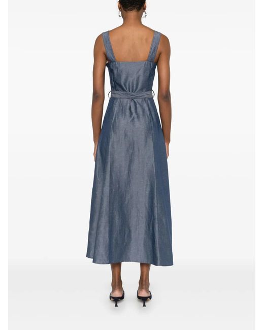 Liu Jo Blue Midi Dress With Sweetheart Neckline