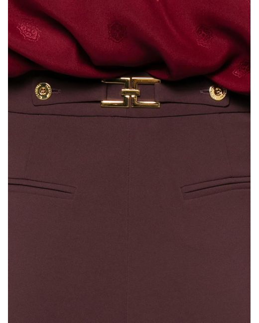 Elisabetta Franchi Purple Pleated Button-Detailing Straight Trousers
