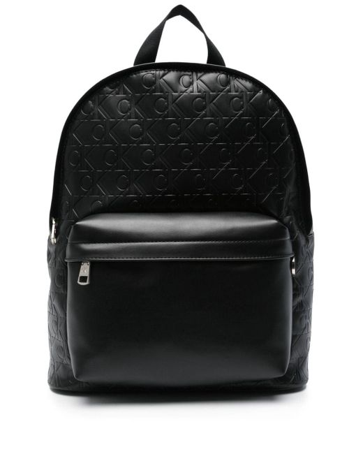 Calvin Klein Black Monogram-embossed Backpack for men