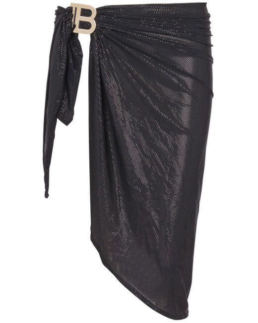 Balmain Gray Embellished Monogram Sarong