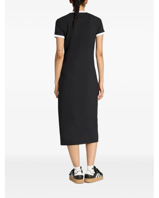 adidas 3-Stripes Midi T-Shirt Dress in Black