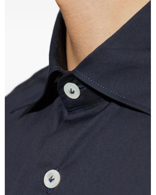 Eleventy Blue Long-Sleeve Classic Shirt for men