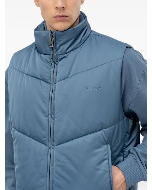 HUGO Blue Quilted High-Neck Gilet for men