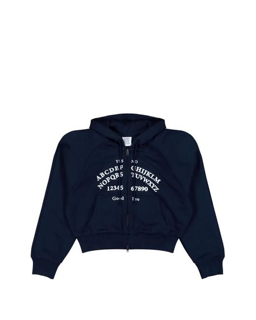 Vetements Blue Alphabet-Print Zip-Up Hoodie