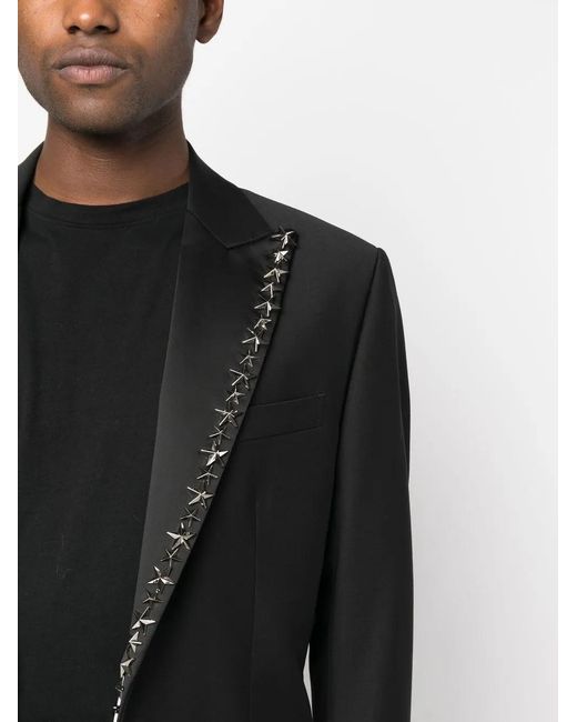 Philipp Plein Black Star Stud-Embellished Single-Breasted Blazer for men