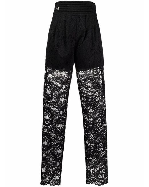 Philipp Plein Black High-waisted Lace-patterned Trousers