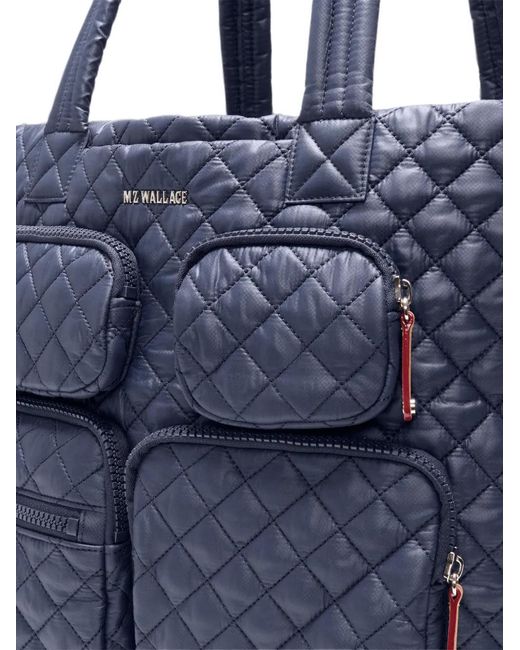 MZ Wallace Blue Large Metro Quilted Tote Bag