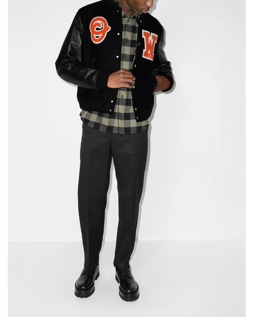 Off-White c/o Virgil Abloh Black Logo-patch Varsity Jacket for men