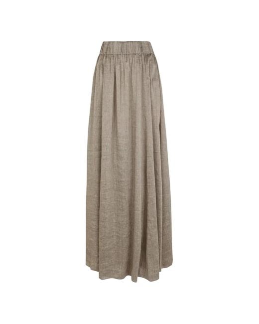Cortana Natural Striped Gathered Maxi Skirt