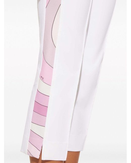 Emilio Pucci White Iride-print Cropped Trousers