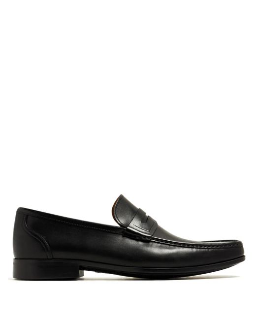 Magnanni Shoes Black Penny-Slot Leather Loafers for men