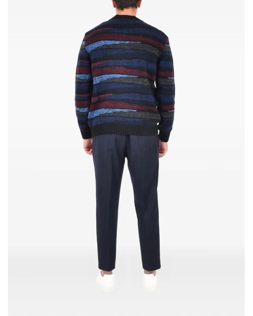 Missoni Blue Striped V-Neck Cardigan for men