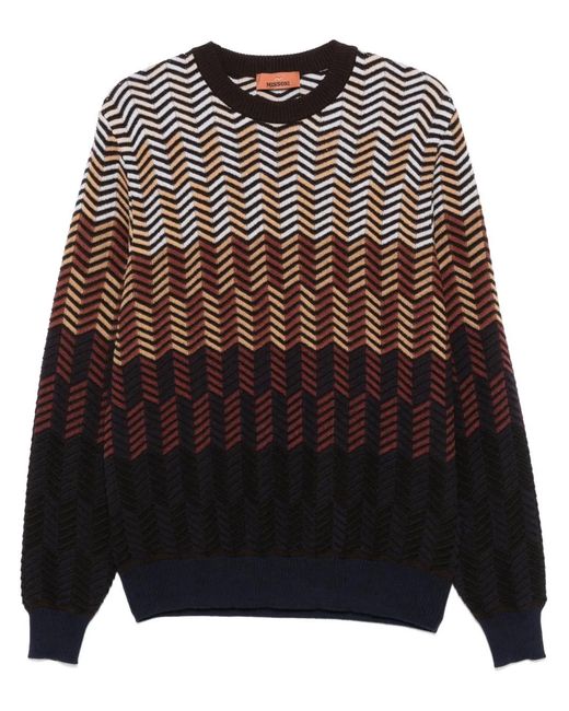 Missoni Brown Zigzag Virgin Wool Sweater for men