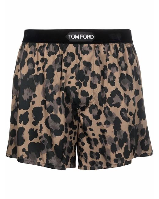 Tom Ford Black Leopard-Print Boxer Shorts for men