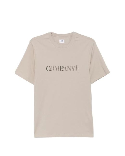 C P Company White Logo Graphic T-Shirt for men