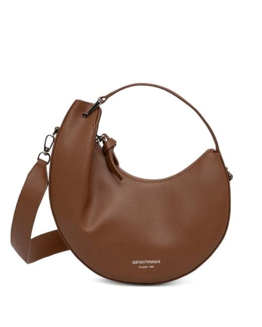 Emporio Armani Brown 1981 Mini Leather Hobo Bag