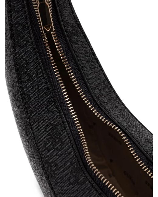 Guess Black Lindsey Monogram-Print Curved Tote Bag