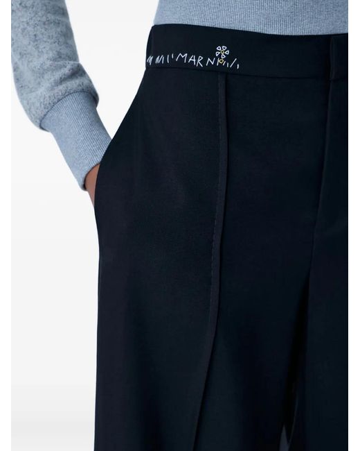 Marni Blue High-Waisted Wide-Leg Trousers
