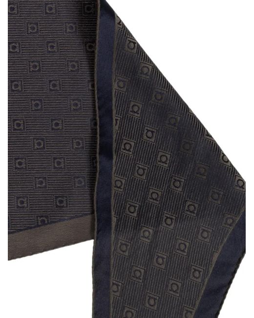 Ferragamo Black Asymmetric Monogram-Pattern Scarf for men