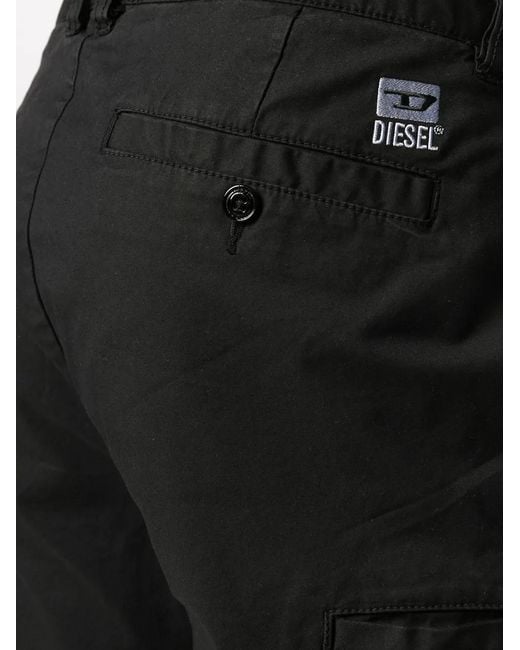 DIESEL Black Cropped Slim-Fit Trousers for men