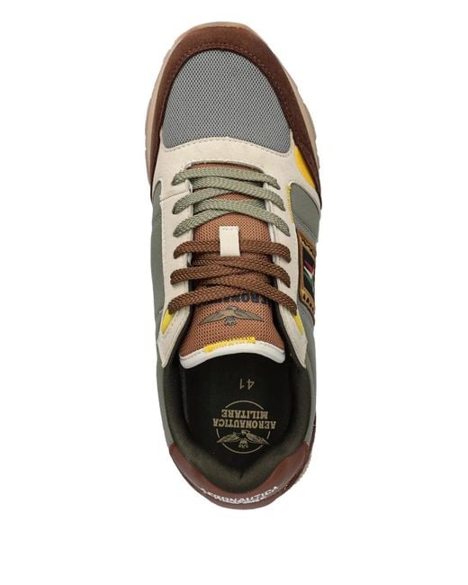 Aeronautica Militare Brown Logo-Patch Sneakers for men