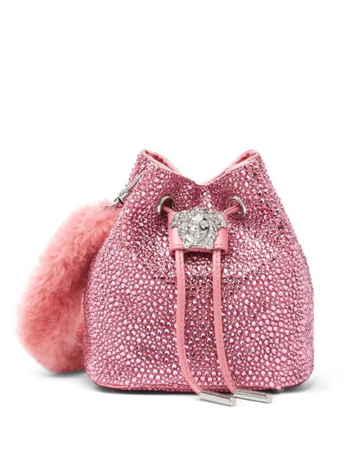 Versace Pink Mini La Medusa Crystal Bucket Bag