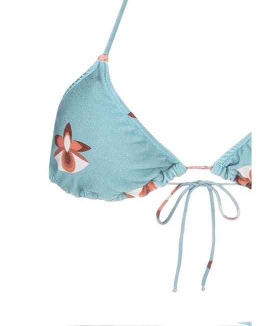 Adriana Degreas Blue Orchid-print Draped Bikini